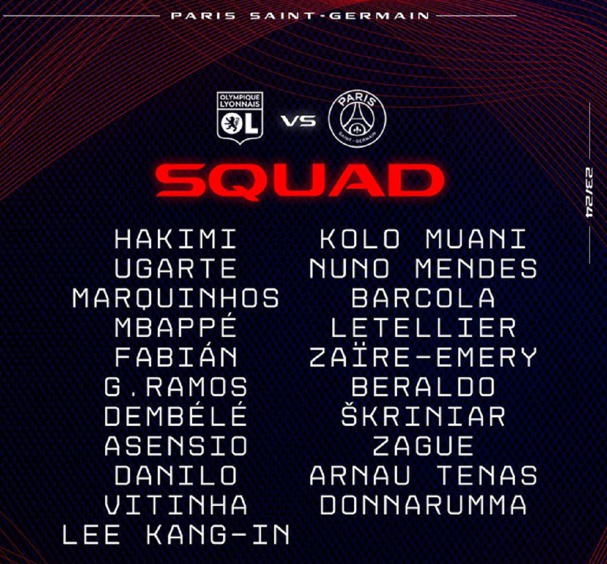 LYON - PSG : le groupe du PSG convoqué pour la 15e Coupe de France !