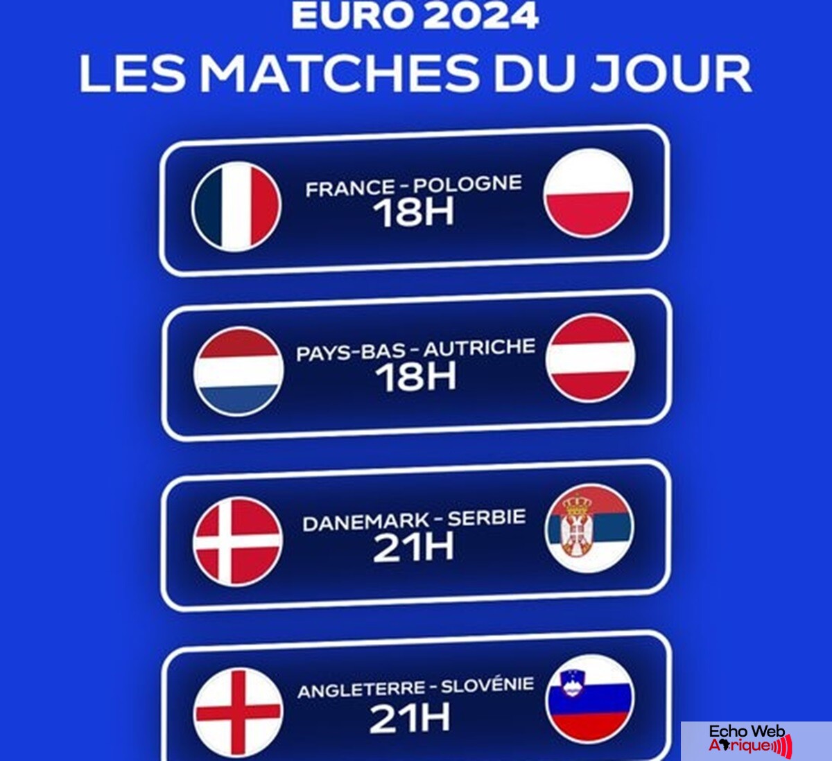 Euro 2024 : Le programme des matchs de ce jour, mardi 25 Juin 2024 !