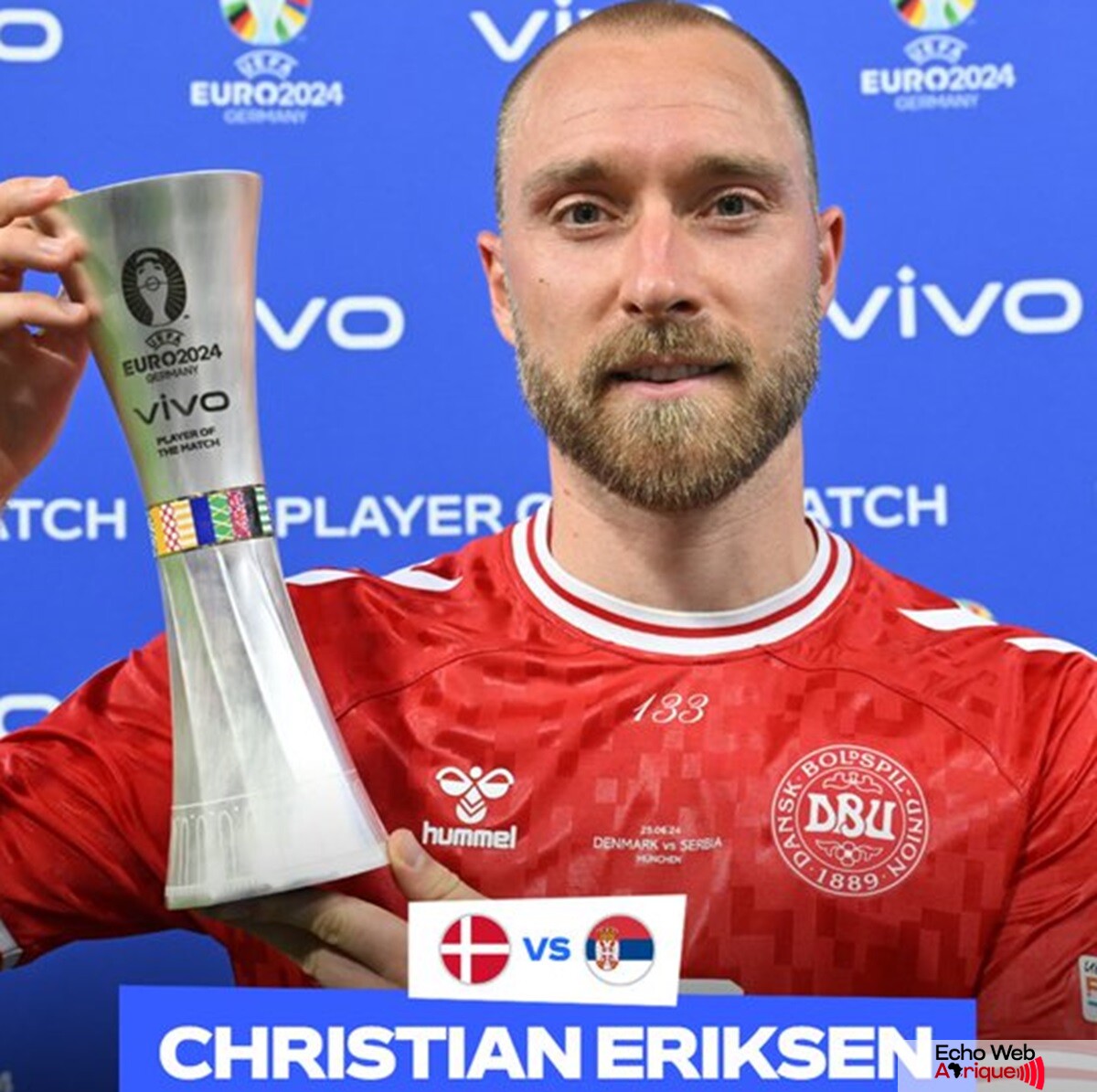 EURO 2024 : Christian Eriksen est élu Homme du match Danemark - Serbie !