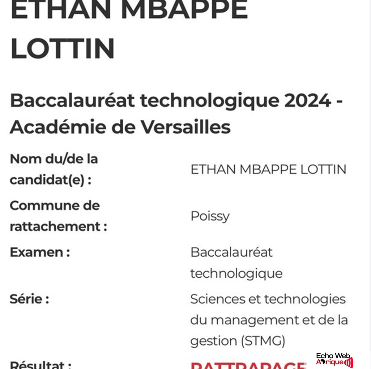 Ethan Mbappé : Le frère de Kylian Mbappé recalé au 1ᵉʳ tour du BAC ?