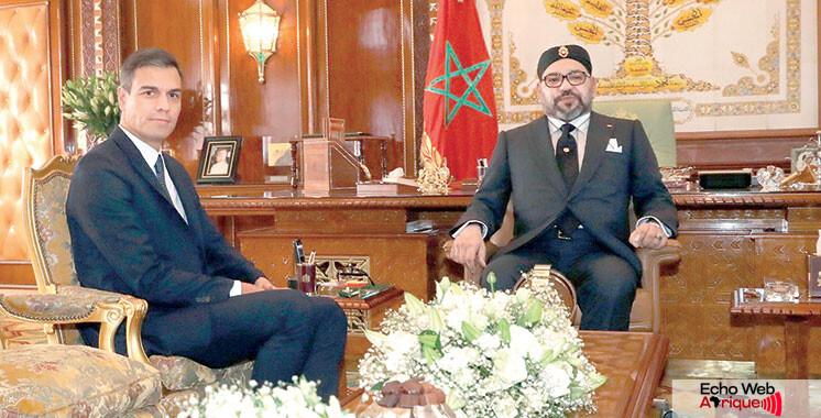 Sm le Roi Mohammed VI et sanchez pedro